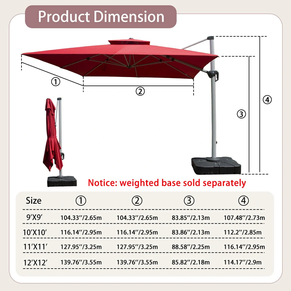 domi patio umbrella square#color_Red