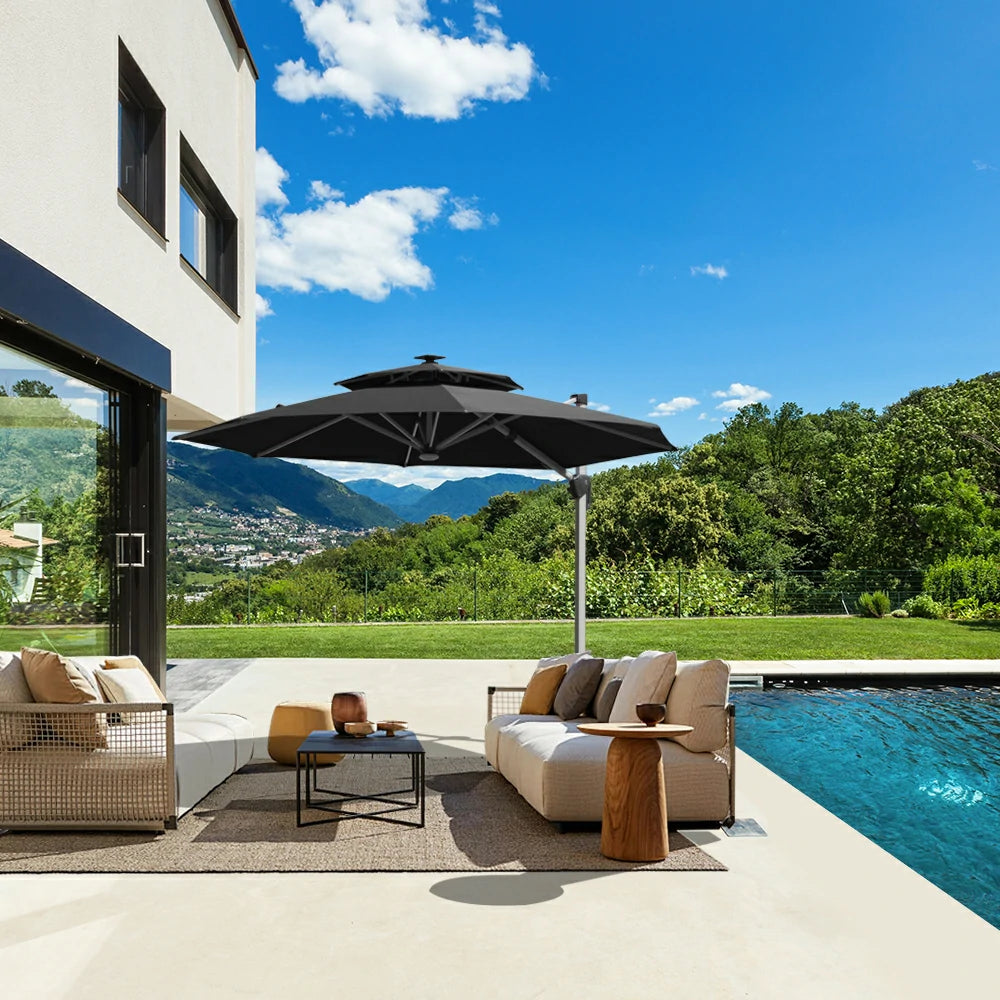 domi cantilever patio umbrella #color_Black
