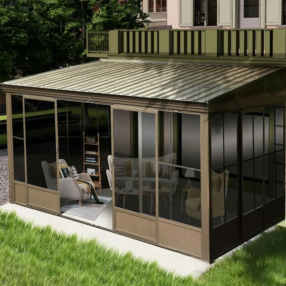 Domi Outdoor Living wall mounted sunroom#size_10' x 12'