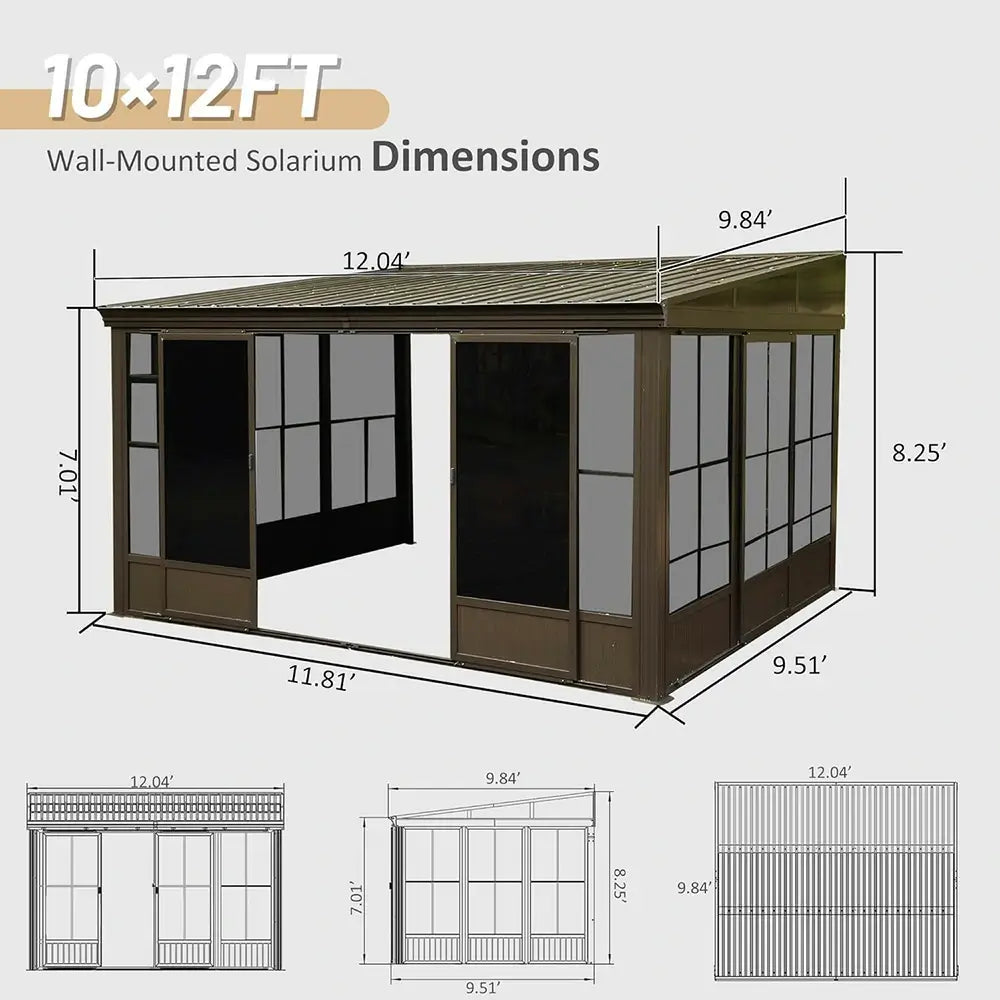 Domi Outdoor Living wall mounted sunroom#size_10' x 12'