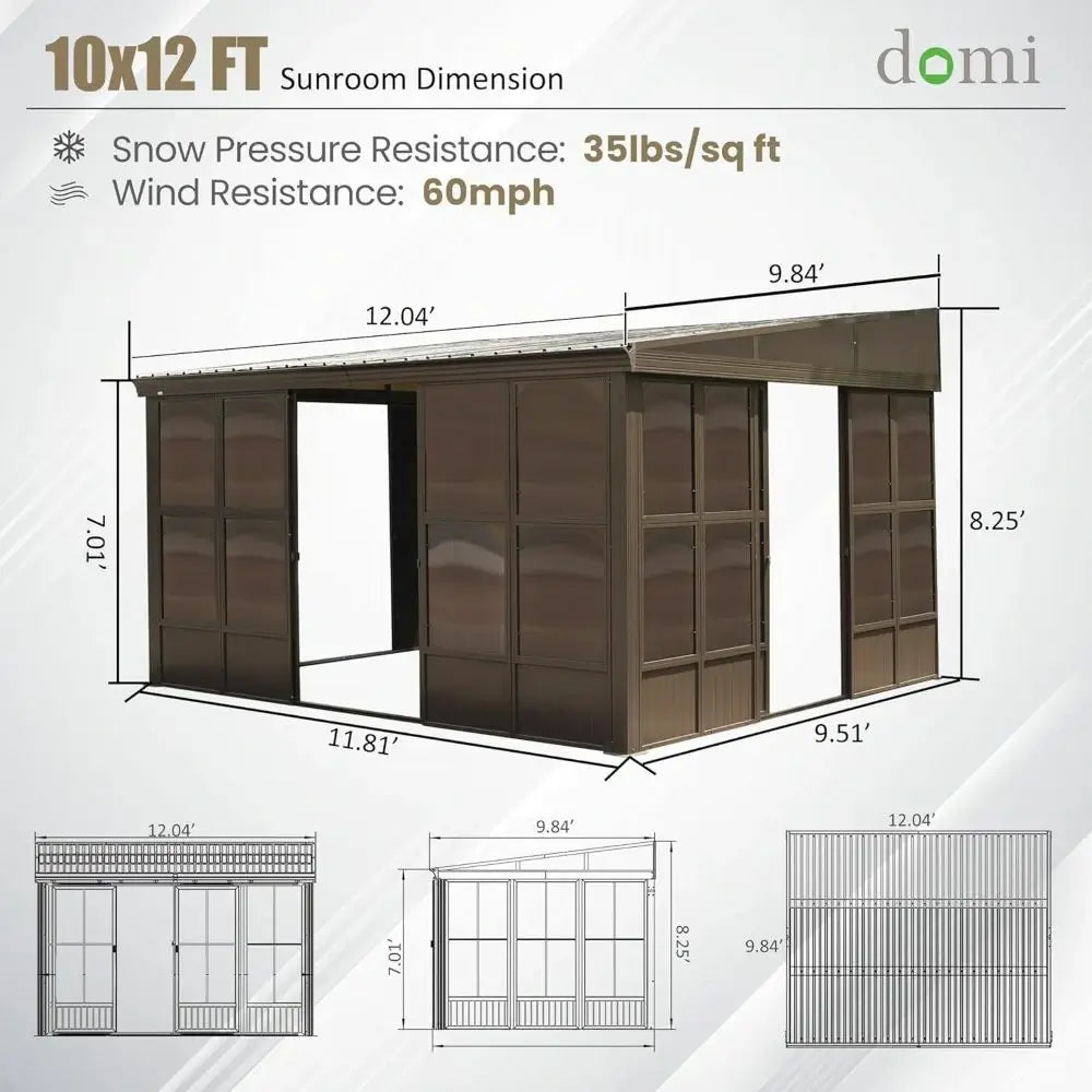 Domi Outdoor Living wall mounted sunroom#size_10' x 12'