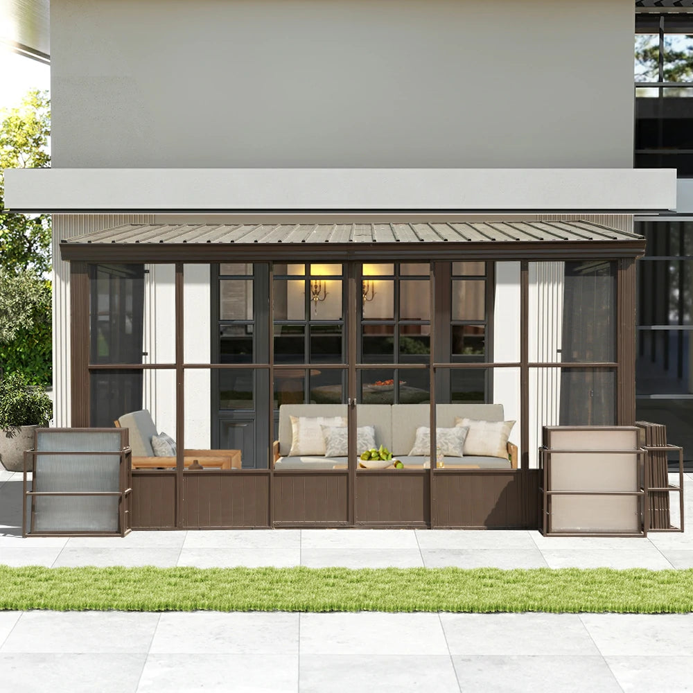 Domi Outdoor Living wall mounted sunroom#size_10' x 14'