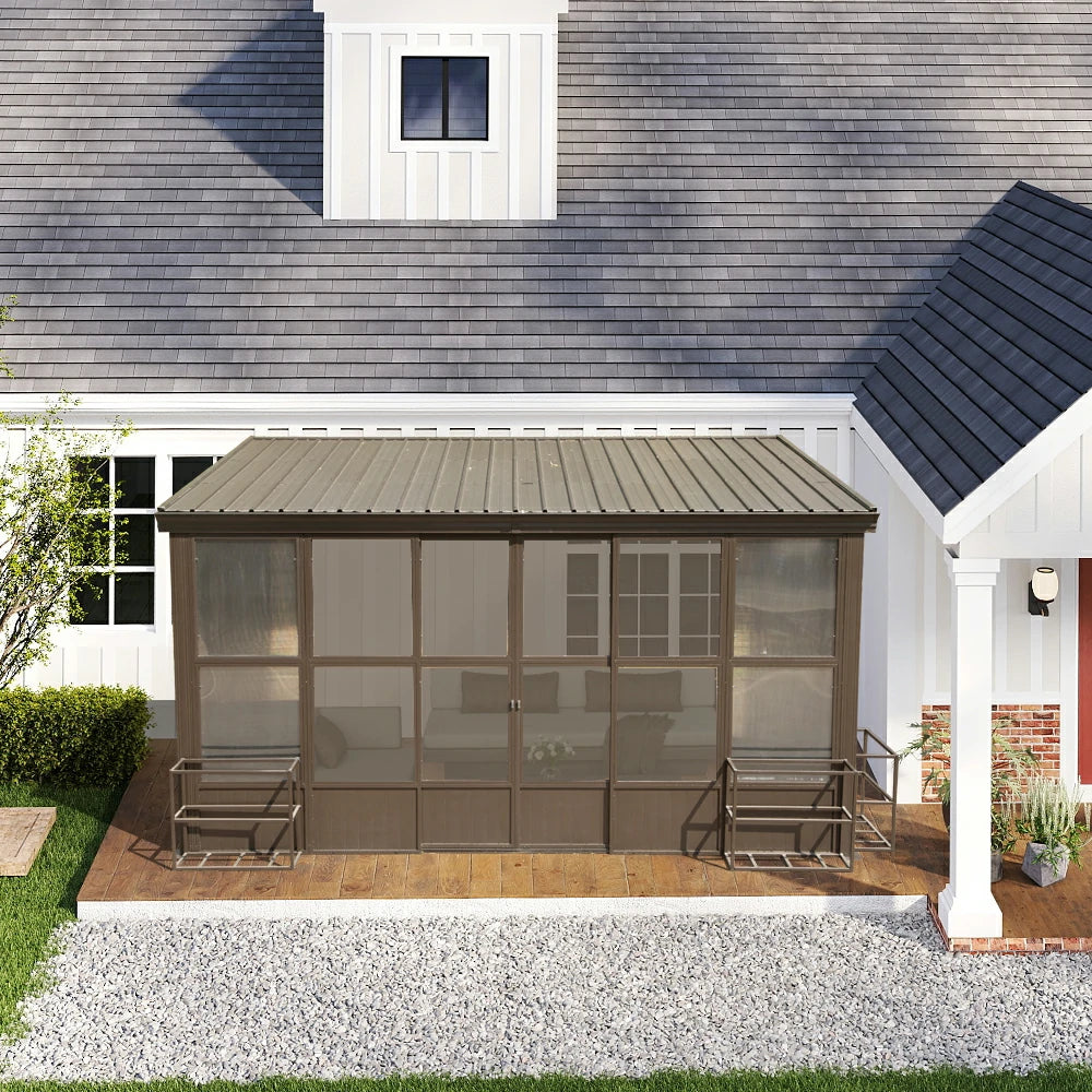 Domi Outdoor Living wall mounted sunroom#size_10' x 14'