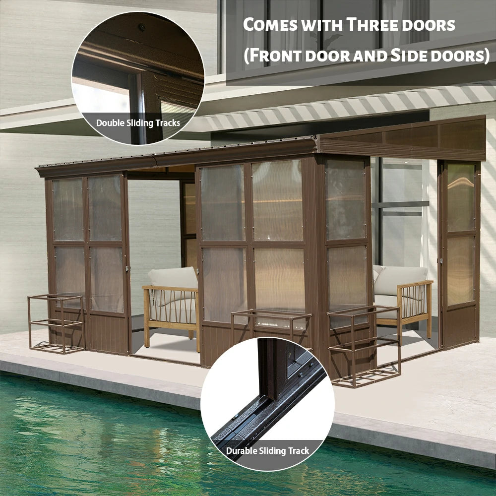 Domi Outdoor Living wall mounted sunroom#size_10' x 14'