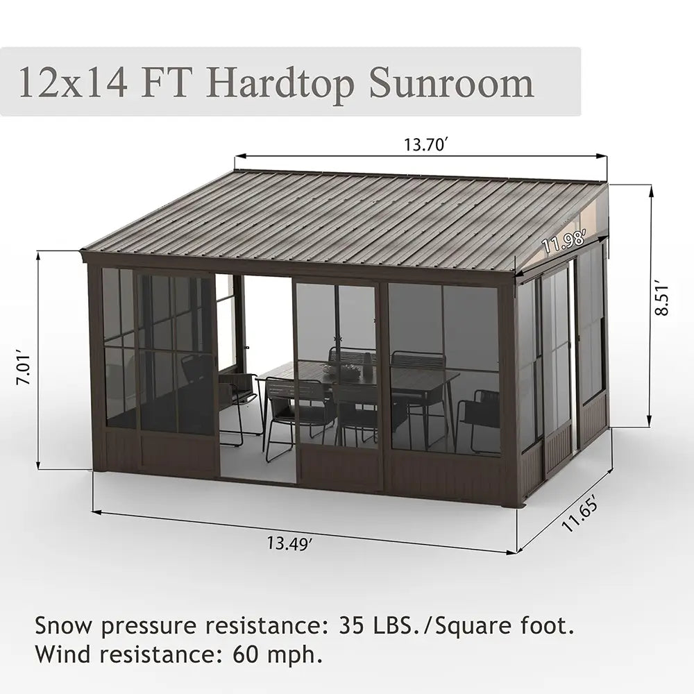 Domi Outdoor Living wall mounted sunroom#size_12' x 14'