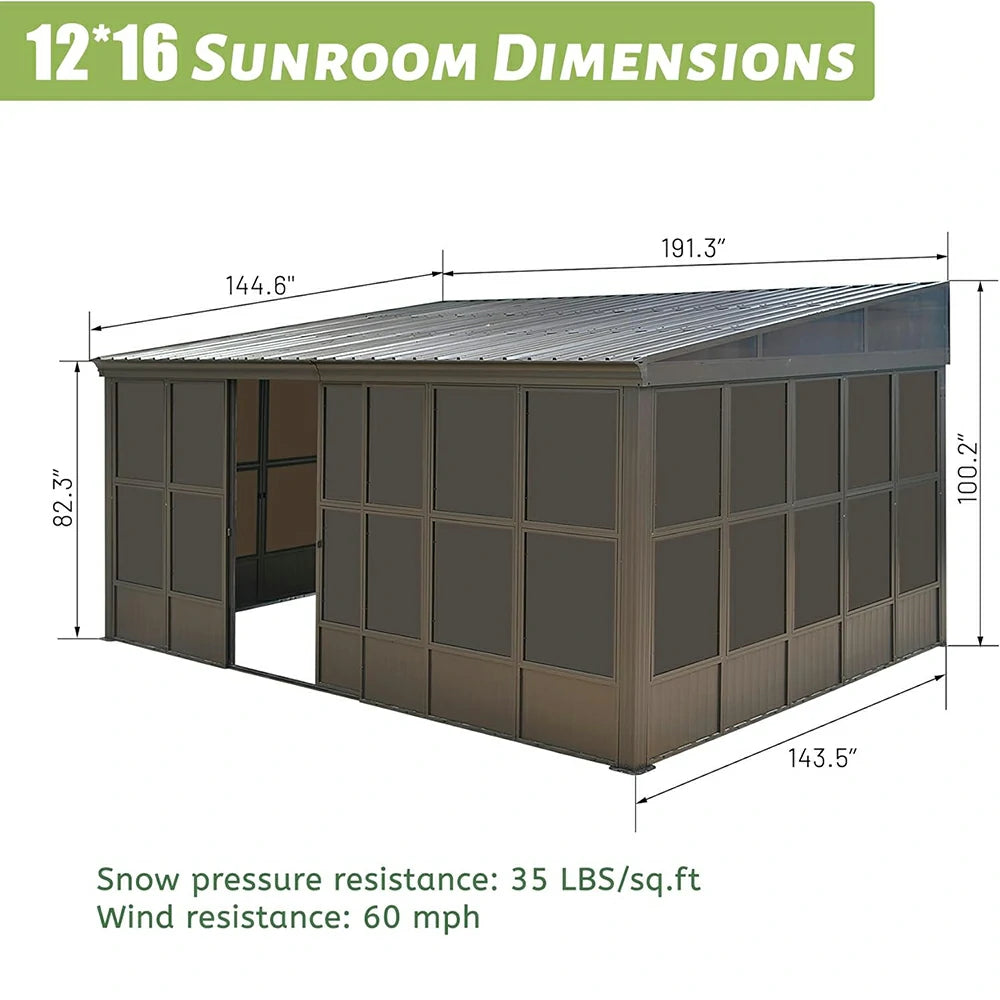 Domi Outdoor Living wall mounted sunroom#size_12' x 16'