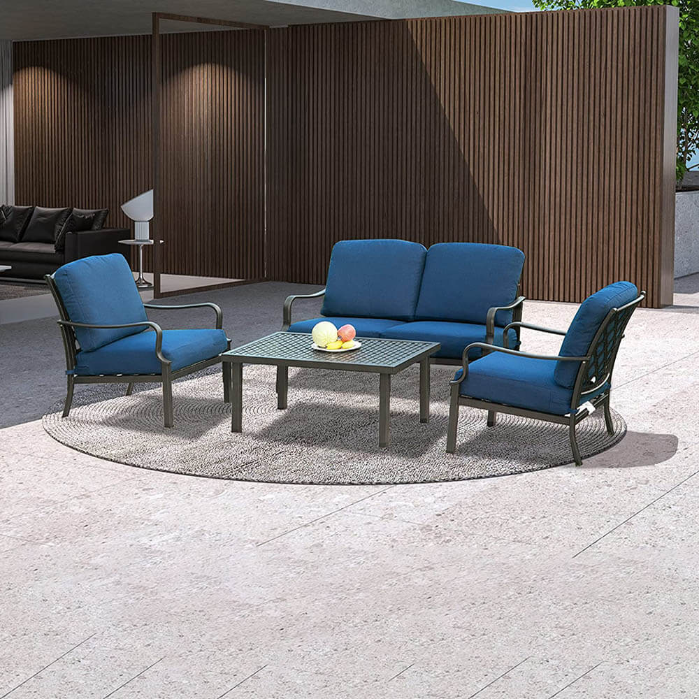 Domi outdoor living 4 Pcs Outdoor Table and Chair Set#color_navy blue