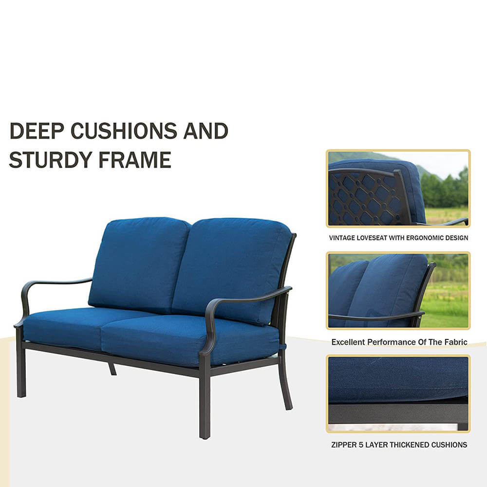 Domi outdoor living 4 Pcs Outdoor Table and Chair Set#color_navy blue