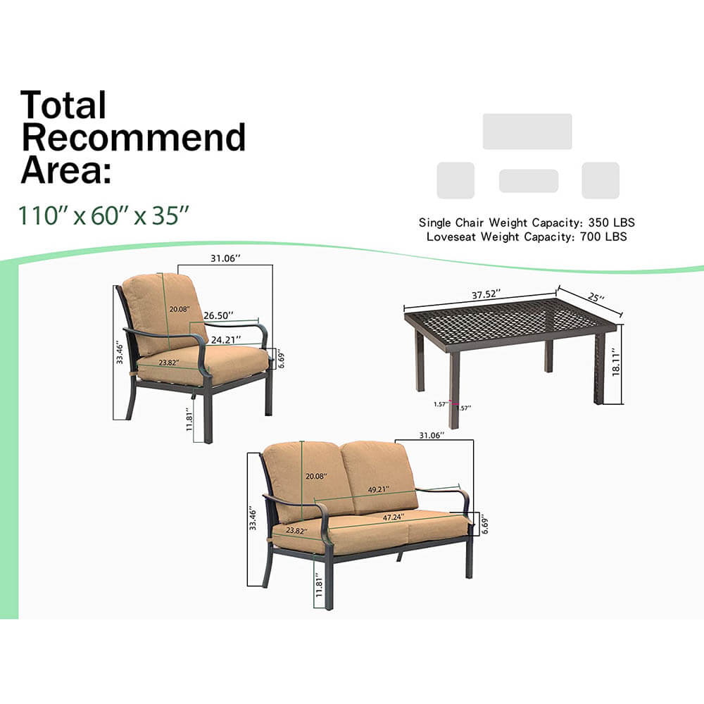 Domi outdoor living 4 Pcs Outdoor Table and Chair Set#color_beige