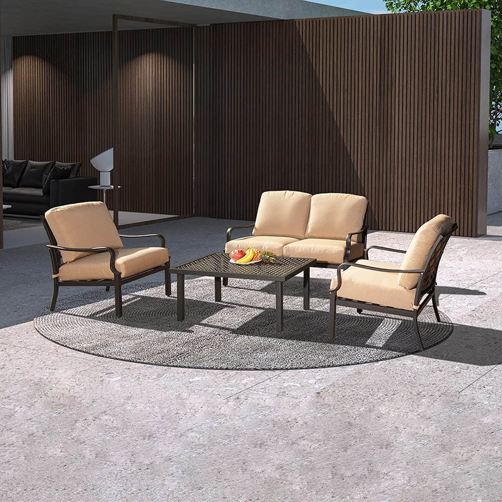 Domi outdoor living 4 Pcs Outdoor Table and Chair Set#color_beige