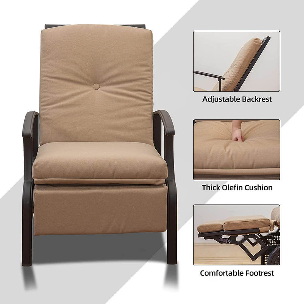 Domioutdoorliving Adjustable Patio Recliner Chair#color_beige