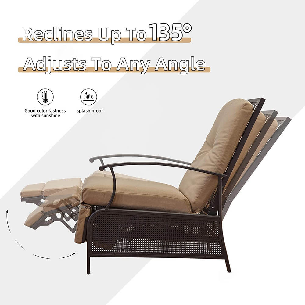 Domioutdoorliving Adjustable Patio Recliner Chair#color_beige