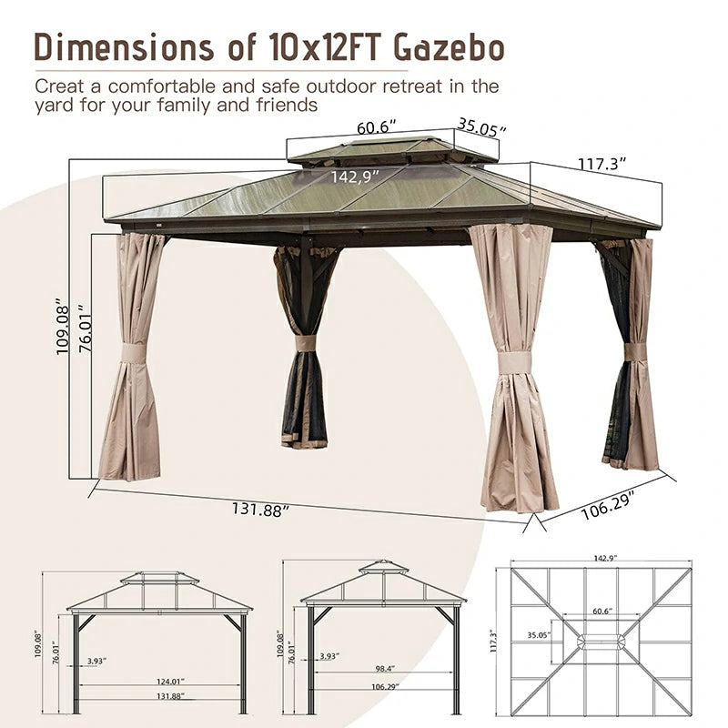 Domi outdoor living hardtop gazebo#size_10'x12'