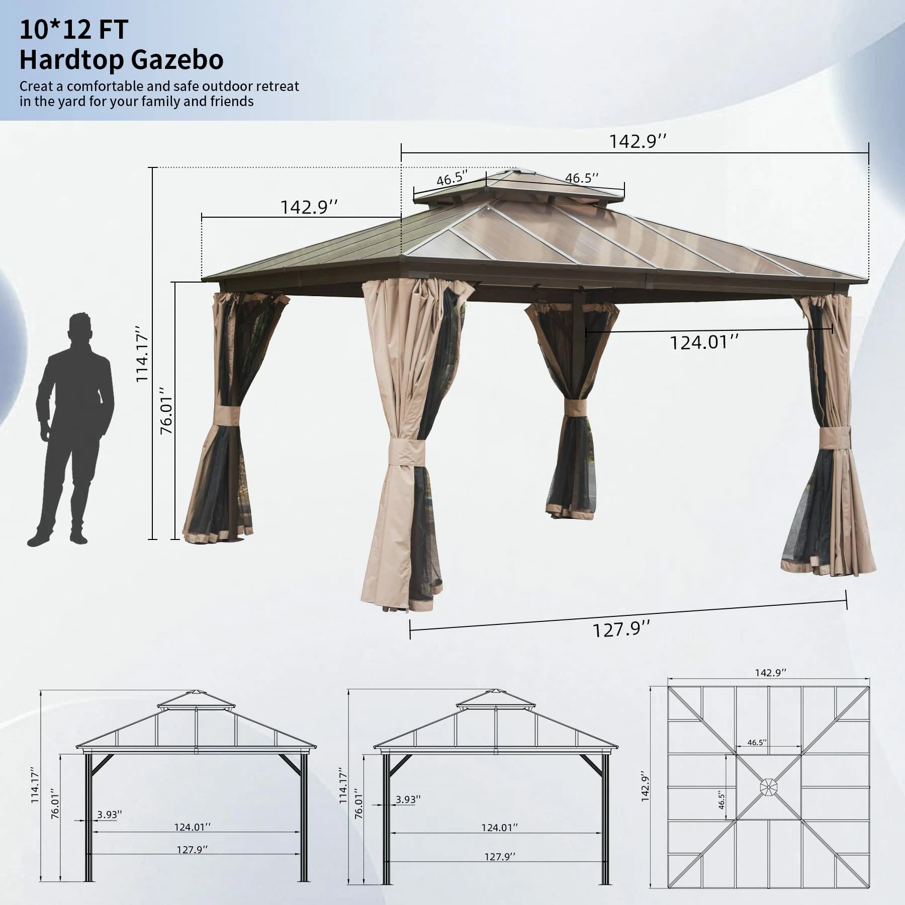 Domi outdoor living hardtop gazebo#size_12'x12'