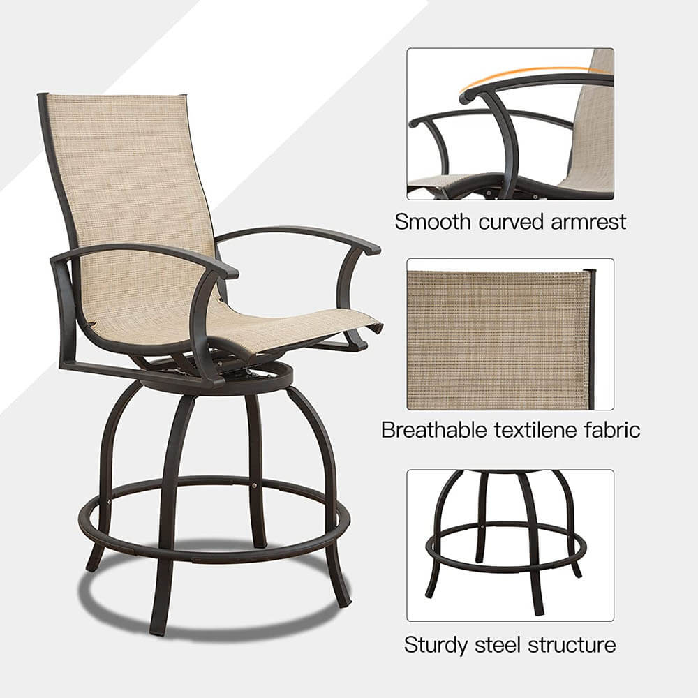 Domi Outdoor Living 3 Piece Patio Textilene Bar Set