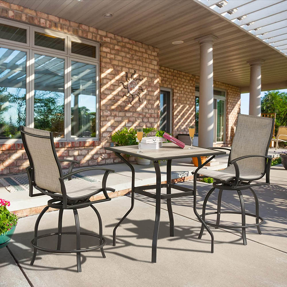 Domi Outdoor Living 3 Piece Patio Textilene Bar Set
