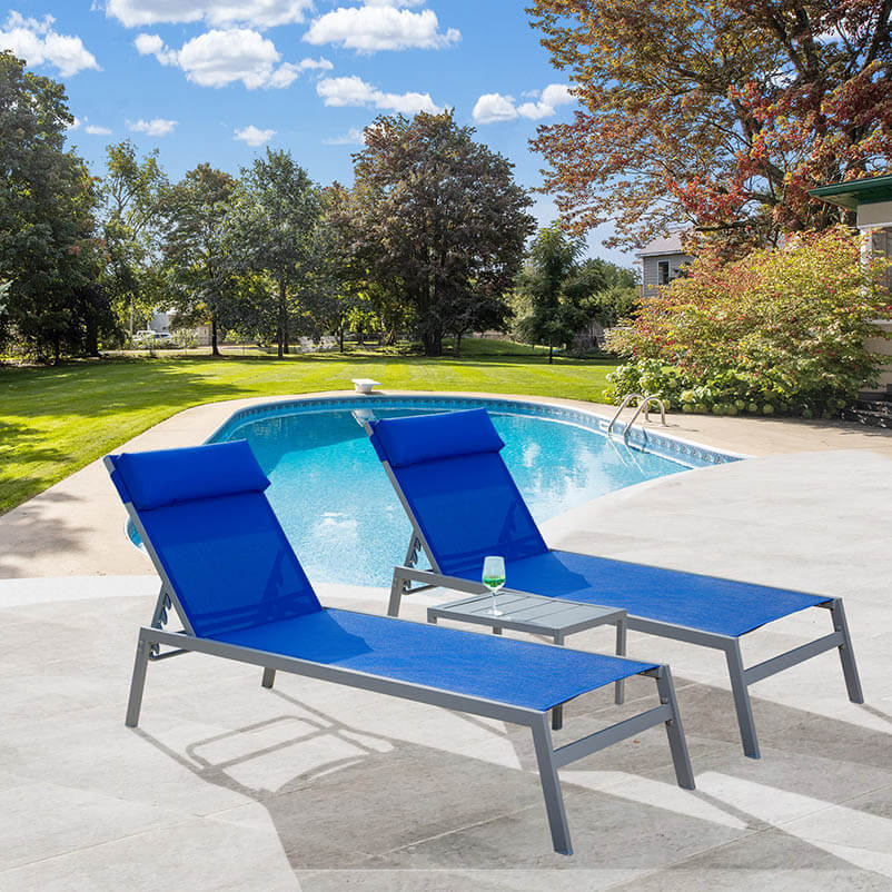 Domi Steel Patio Chaise Lounge#color_blue