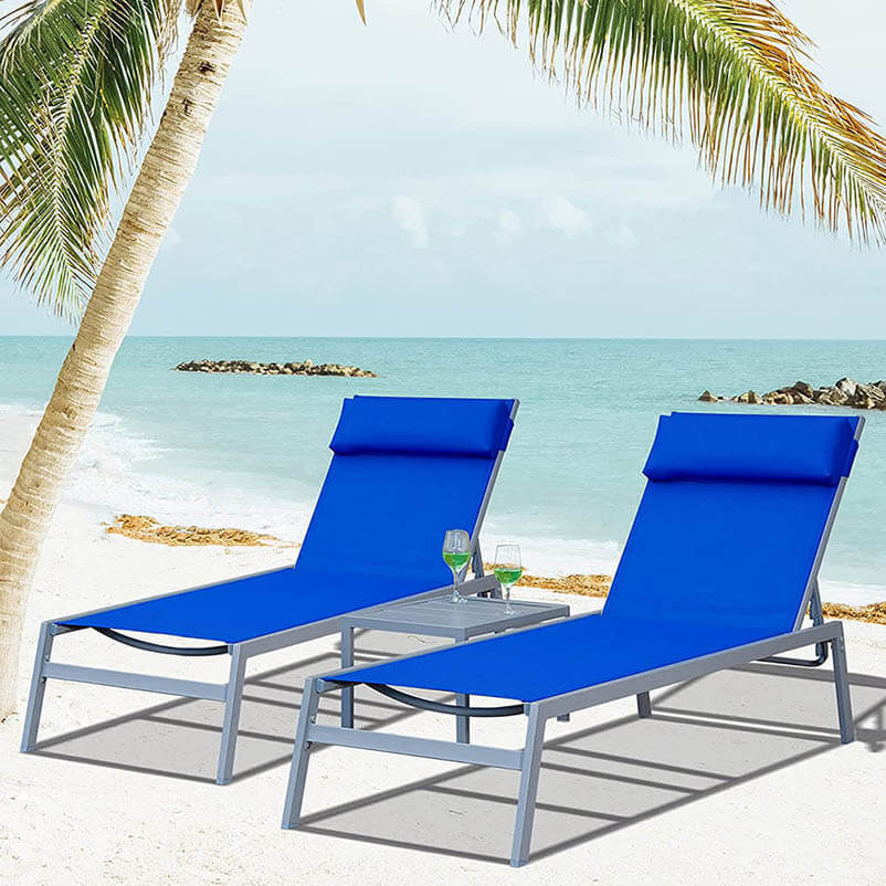 Domi Steel Patio Chaise Lounge Set 3 Pieces