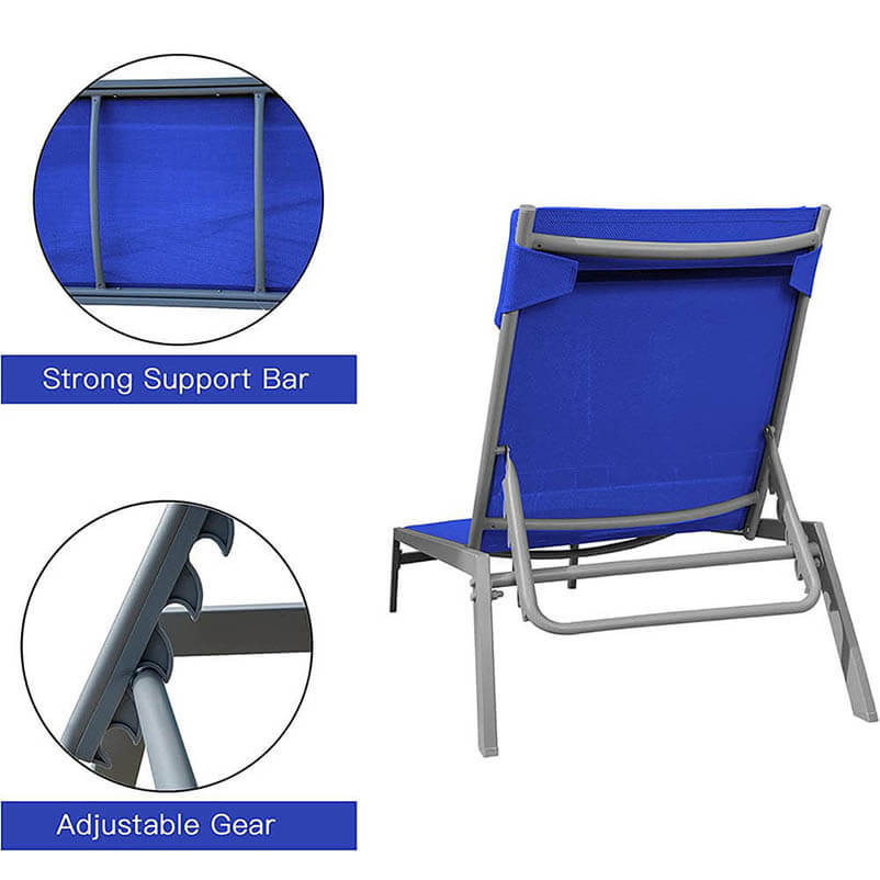 Domi Steel Patio Chaise Lounge#color_blue