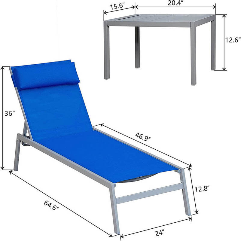 Domi Steel Patio Chaise Lounge#color_blue