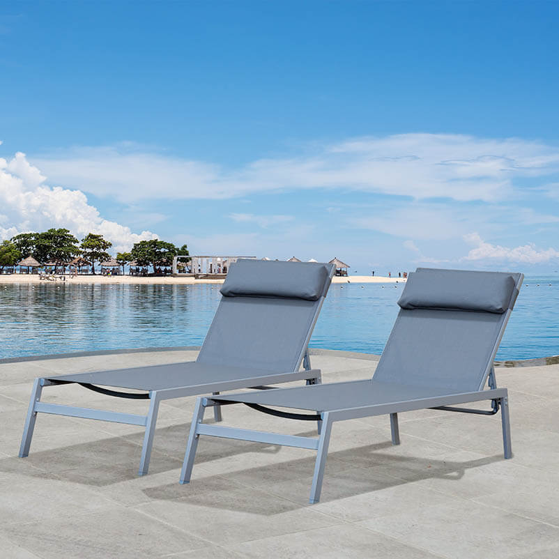 Domi Steel Patio Chaise Lounge#color_grey
