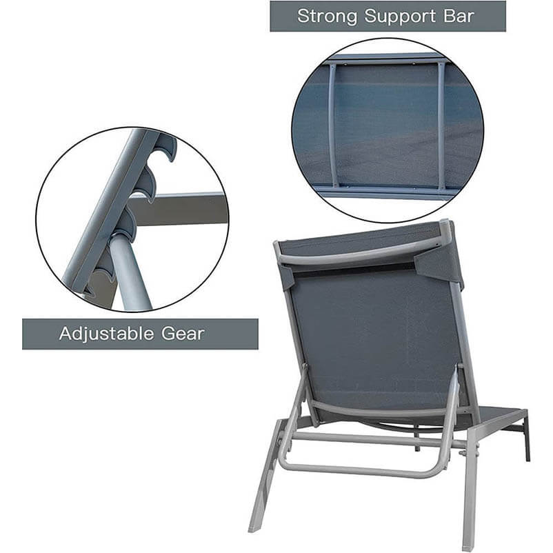 Domi Steel Patio Chaise Lounge#color_grey