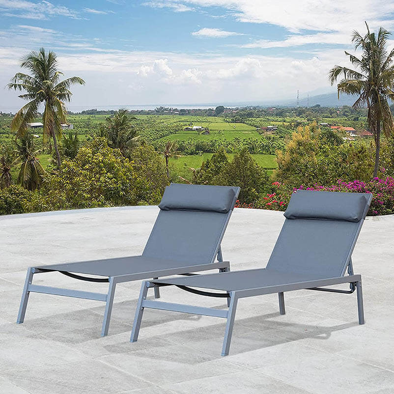 Domi Steel Patio Chaise Lounge#color_grey