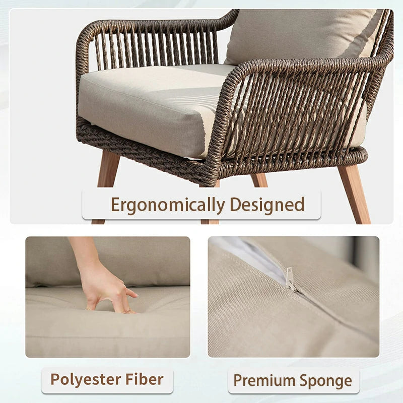Domi Outdoor Living Rattan Sofa Set 4 Pieces