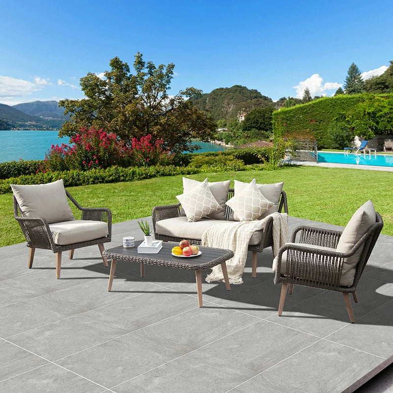 Domi Outdoor Living Rattan Sofa Set 4 Pieces