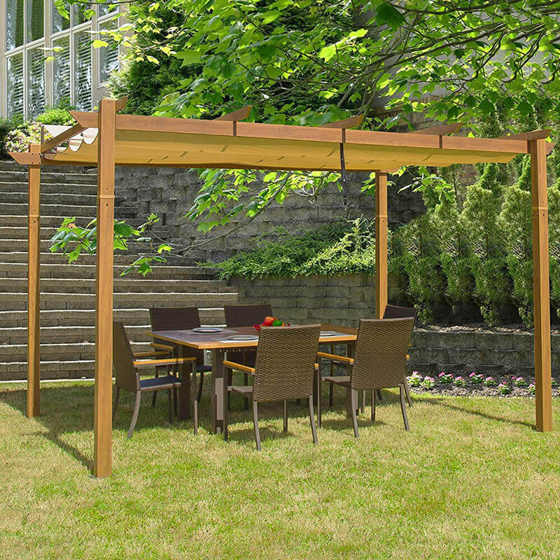 Domi Pergola Wood-looking#size_9'x13' against the wall