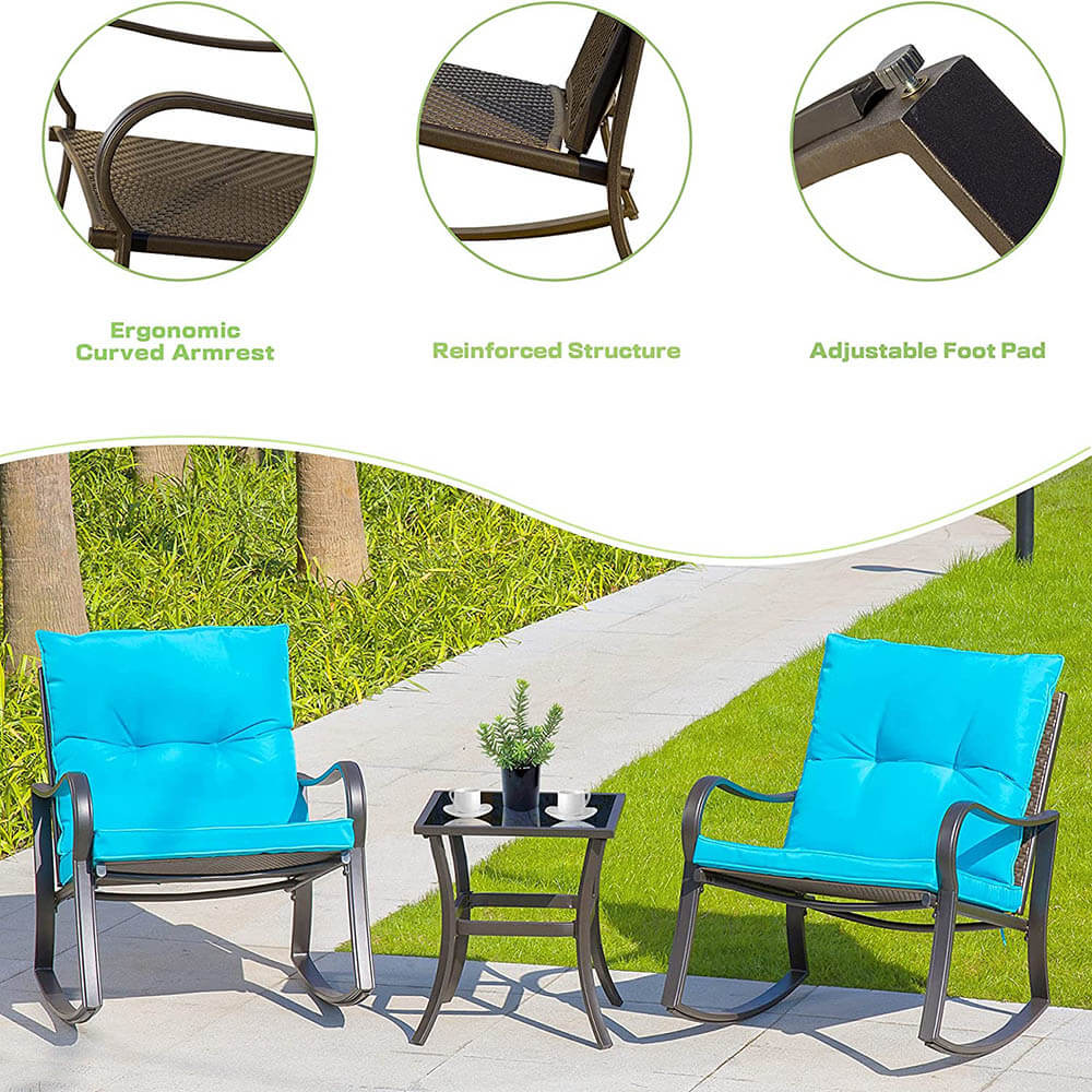 Domi Outdoor Living 3 Pieces Rocking Chair Set#color_blue