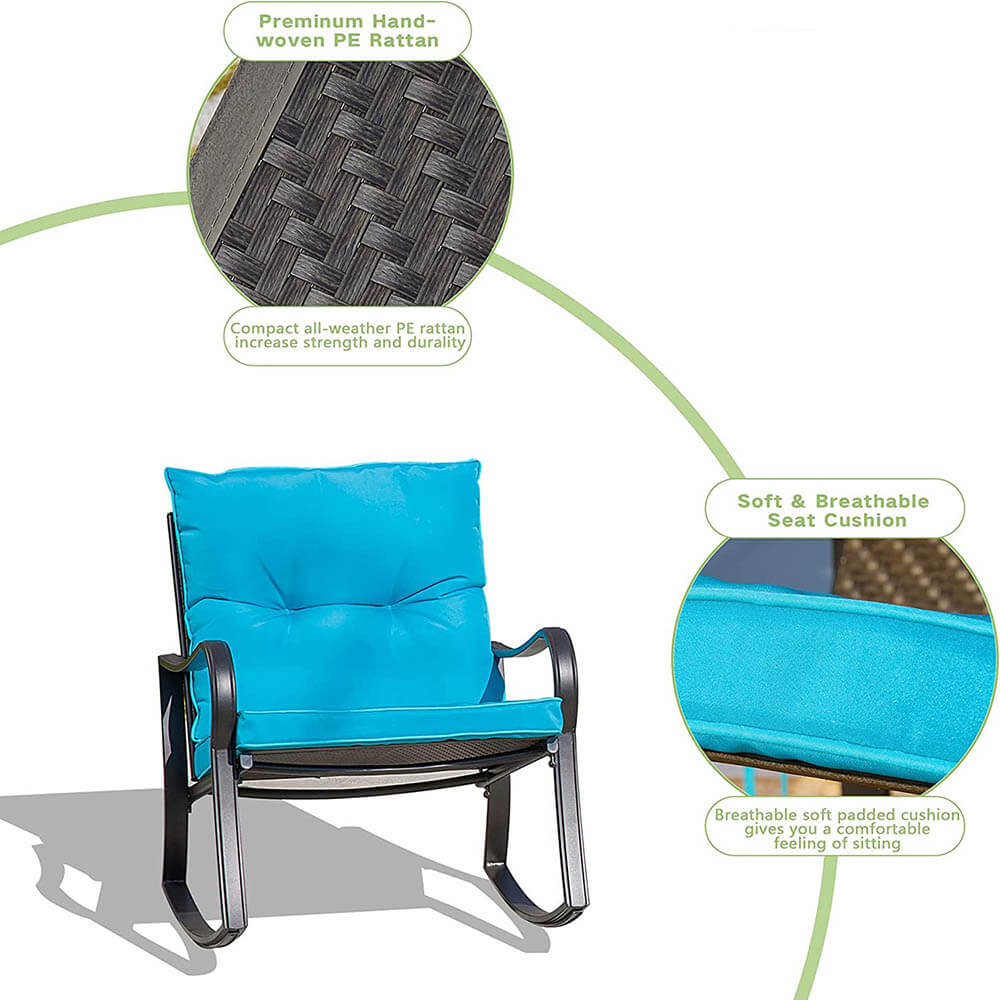 Domi Outdoor Living 3 Pieces Rocking Chair Set#color_blue