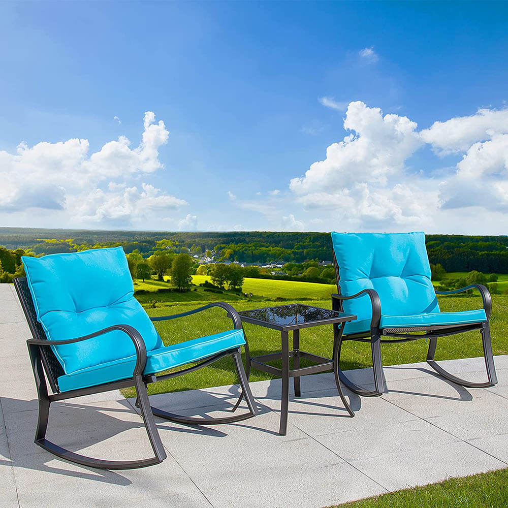 Domi Outdoor Living 3 Pieces Rocking Chair Set#color_blue