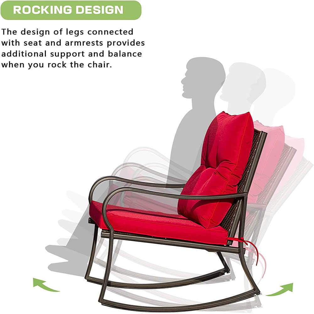 Domi Outdoor Living 3 Pieces Rocking Chair Set#color_red