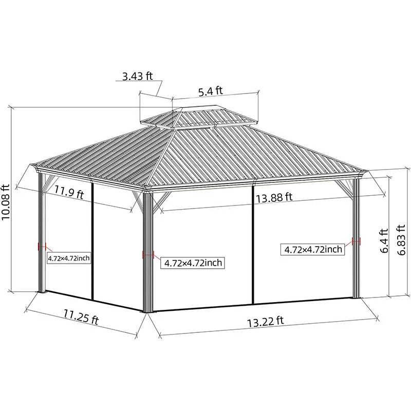 Domi Outdoor Living Hardtop Gazebo#size_12'x14'