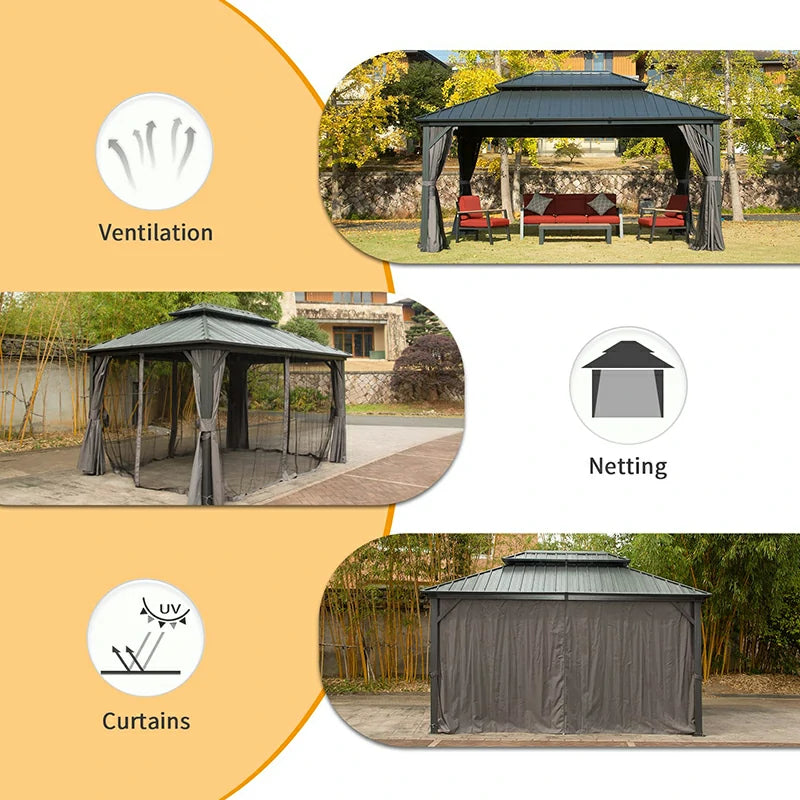 Domi outdoor living Hardtop gazebo#size_10'x14'