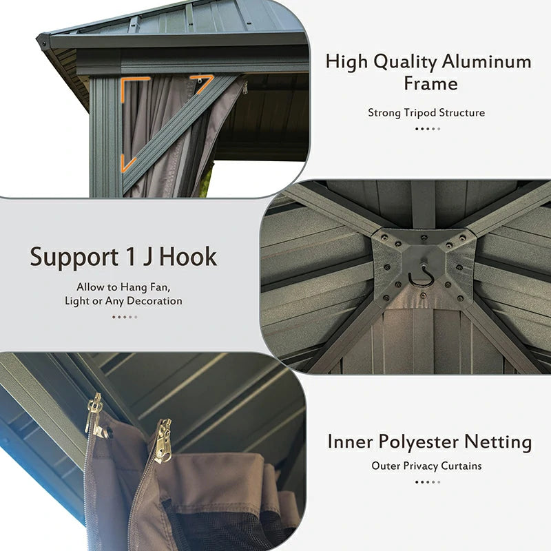 Domi outdoor living Hardtop gazebo#size_12'x12'