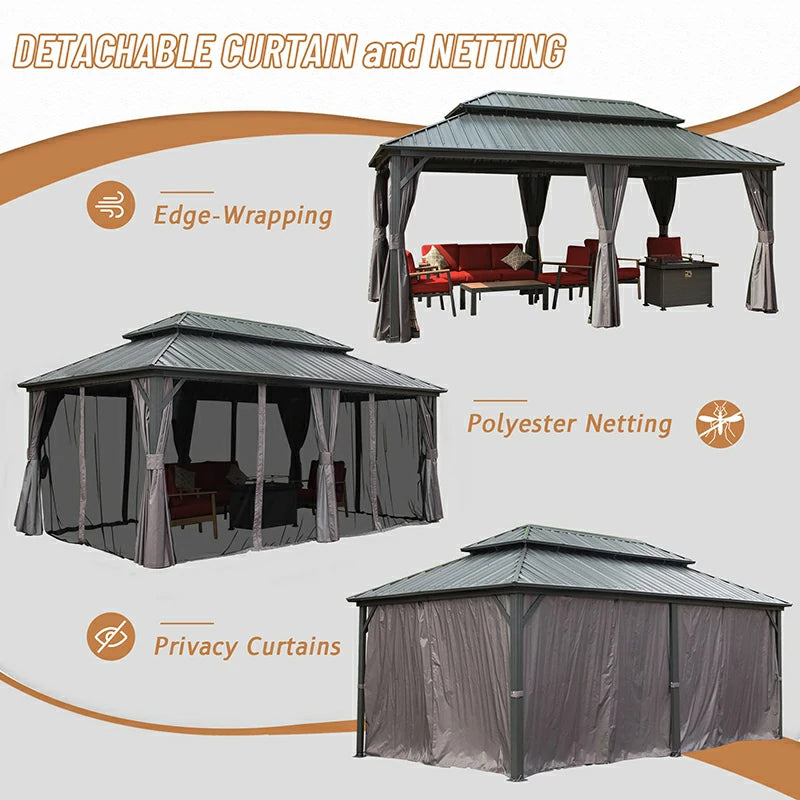 Domi outdoor living Hardtop gazebo#size_12'x20'
