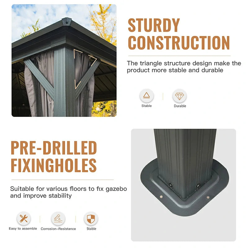 Domi outdoor living Hardtop gazebo#size_12'x20'