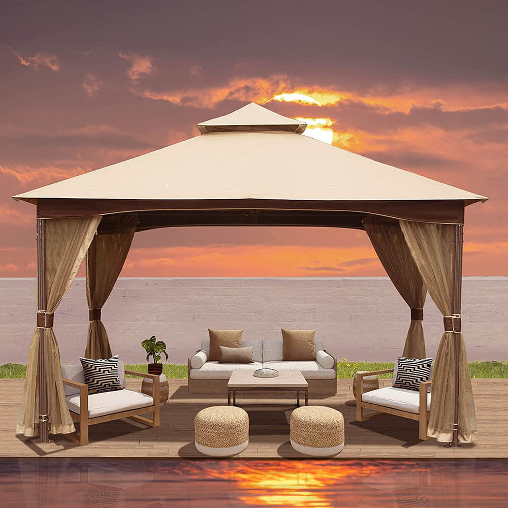 gazebo tents Outdoor Fabric Double Roof Gazebo 10' x 13' For Backyard