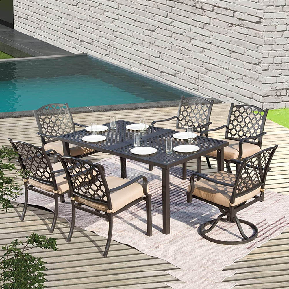 Domi outdoor living Patio Dining Table Set#color_beige