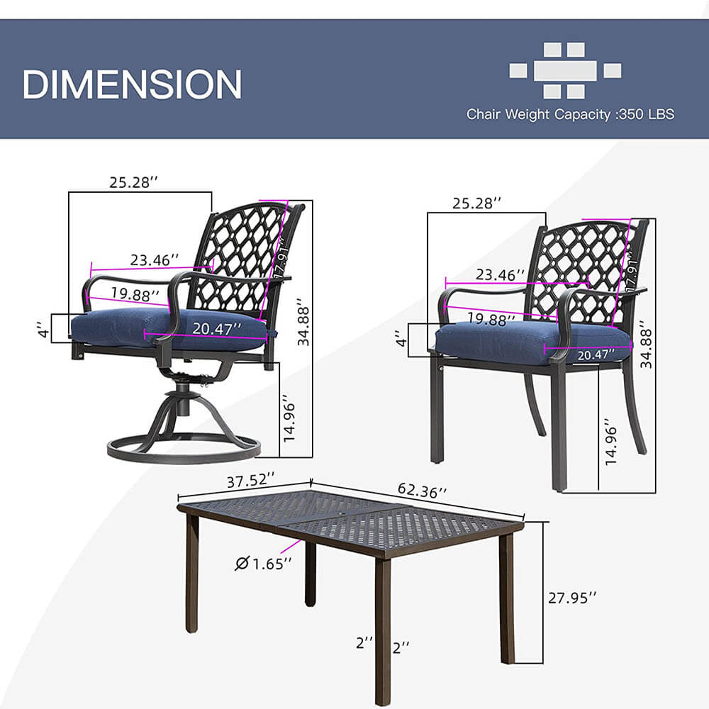 Domi outdoor living Patio Dining Table Set#color_navy blue