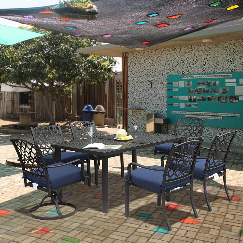 Domi outdoor living Patio Dining Table Set#color_navy blue