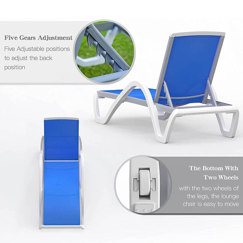 Domi Patio Chaise Lounge Set of 3 with Arm#color_blue