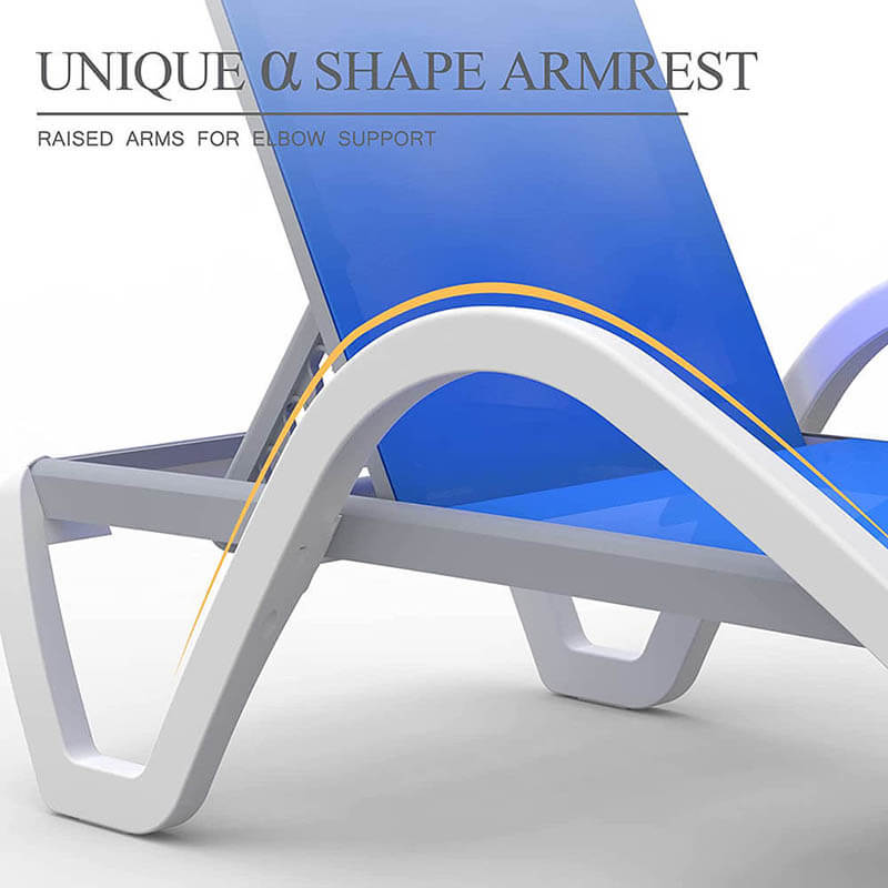 Domi Patio Chaise Lounge Set of 3 with Arm#color_blue