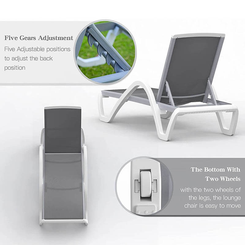 Domi Patio Chaise Lounge Set of 3 with Arm#color_grey