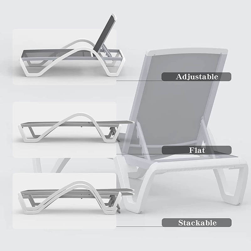 Domi Patio Chaise Lounge Set of 3 with Arm#color_grey