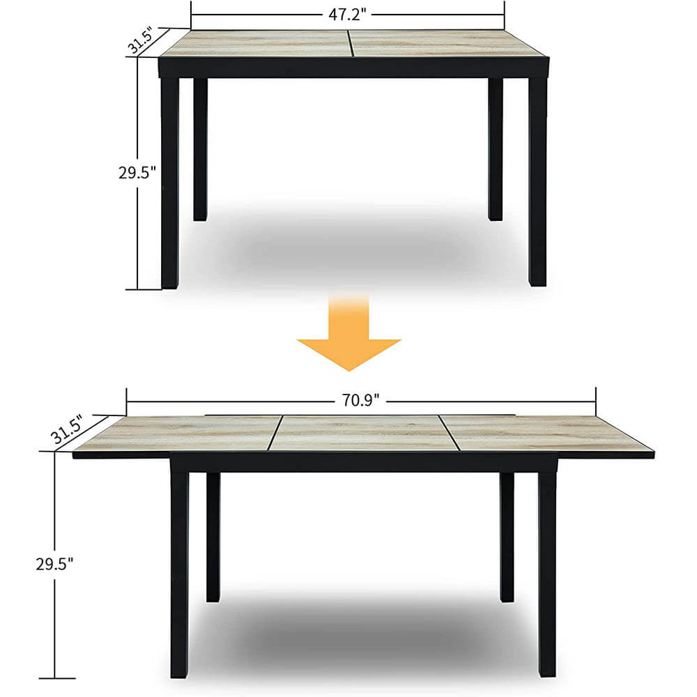 Domi Outdoor Living Patio Dining Expandable Table