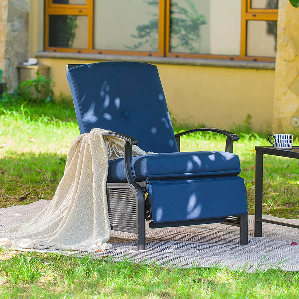 Domioutdoorliving Adjustable Patio Recliner Chair#color_navy