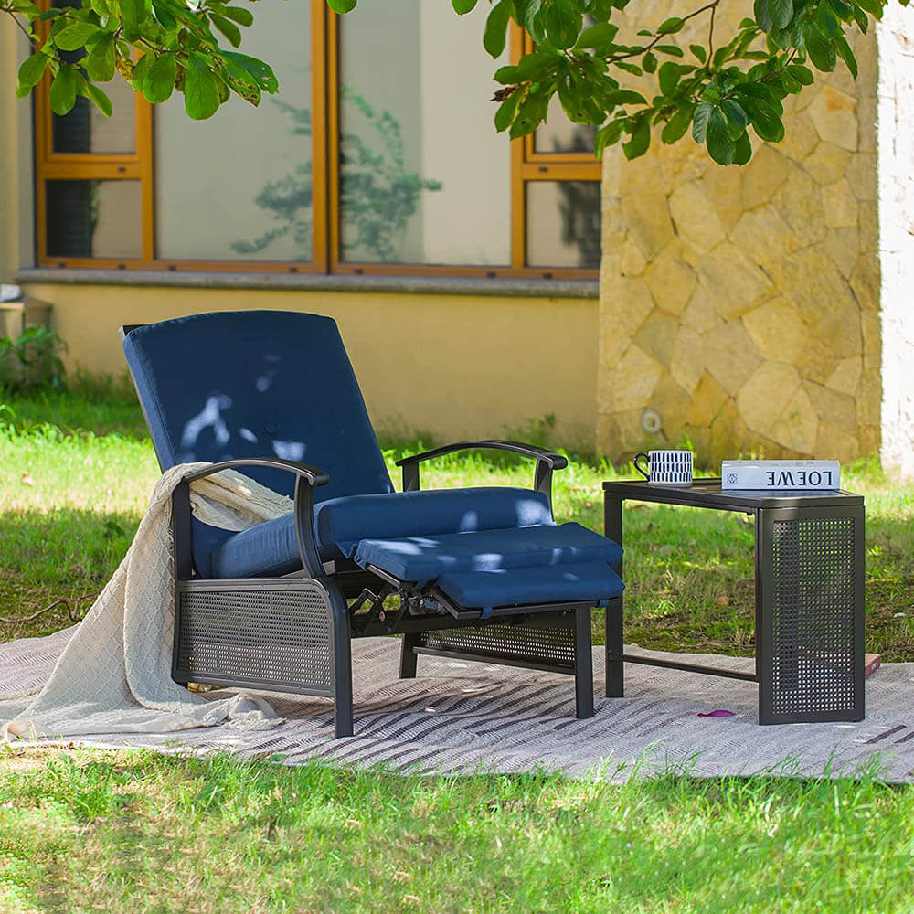 Domioutdoorliving Adjustable Patio Recliner Chair#color_navy